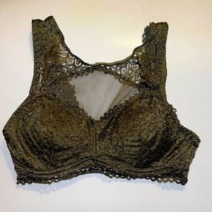 Charlotte Russe army green lace/mesh bralette. Size M —Used in great condition